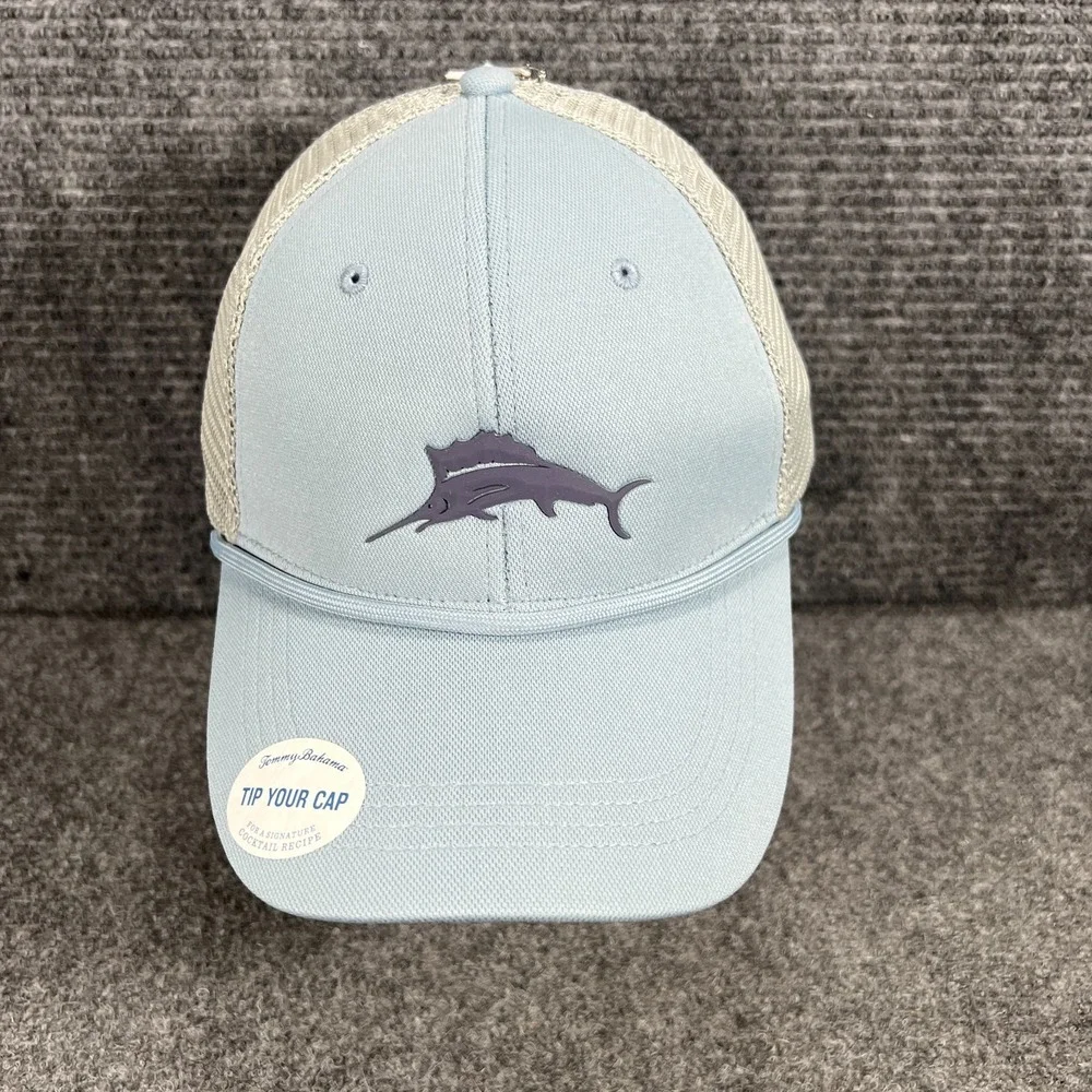 Tommy Bahama Hat Cap Mens Snap Back Blue Mesh Trucker Vacation Island New